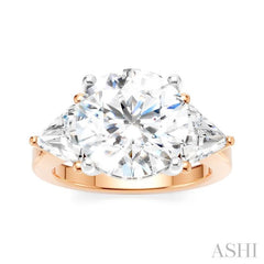 1 1/10 Ctw Circular Shape Trillion and Round Cut Diamond Semi-Mount Engagement Ring in 14K Rose and White Gold