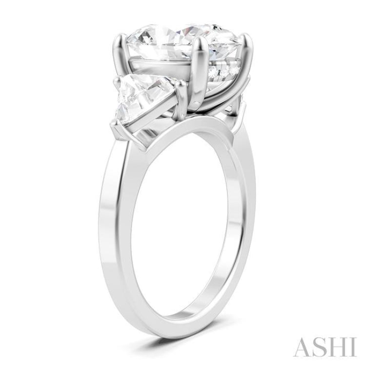 1 1/10 Ctw Oval Shape Trillion Cut & Round Cut Diamond Semi-Mount Engagement Ring in 14K White Gold