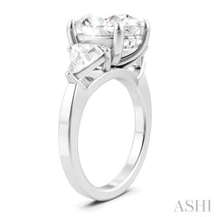 1 1/10 Ctw Oval Shape Trillion Cut & Round Cut Diamond Semi-Mount Engagement Ring in 14K White Gold