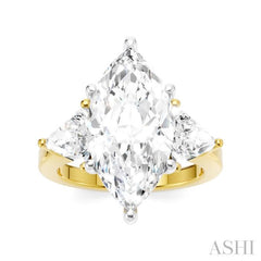 1 1/10 Ctw Marquise Shape Trillion and Round Cut Diamond Semi-Mount Engagement Ring in 14K Yellow and White Gold