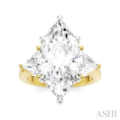 1 1/10 Ctw Marquise Shape Trillion and Round Cut Diamond Semi-Mount Engagement Ring in 14K Yellow and White Gold