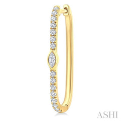 1/3 Ctw Marquise and Round Cut Diamond Rectangular Fashion Hoop Earrings in 14K Yellow Gold