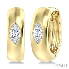 1/4 Ctw Bezel Set Marquise Cut Diamond Fashion Huggie Earrings in 14K Yellow Gold