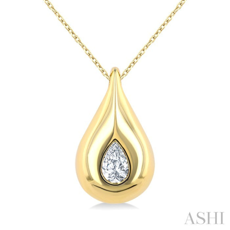1/4 Ctw Teardrop Pear Cut Diamond Fashion Pendant With Chain in 14K Yellow Gold