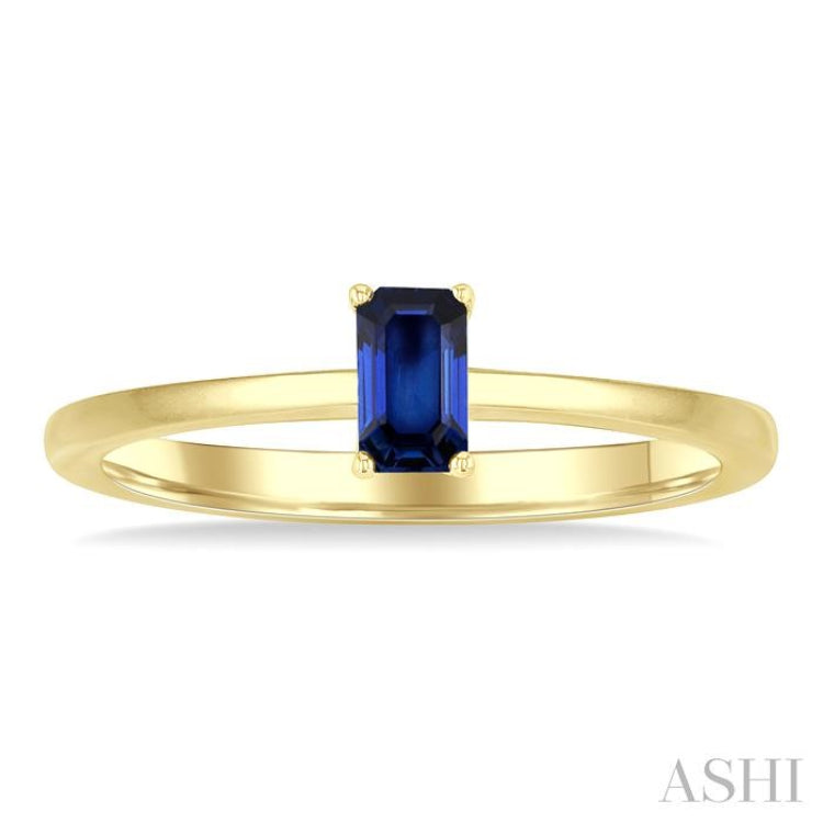 5x3 MM Octagon Shape Sapphire Precious Solitaire Ring in 14K Yellow Gold