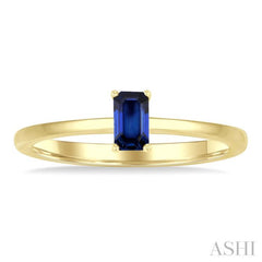 5x3 MM Octagon Shape Sapphire Precious Solitaire Ring in 14K Yellow Gold