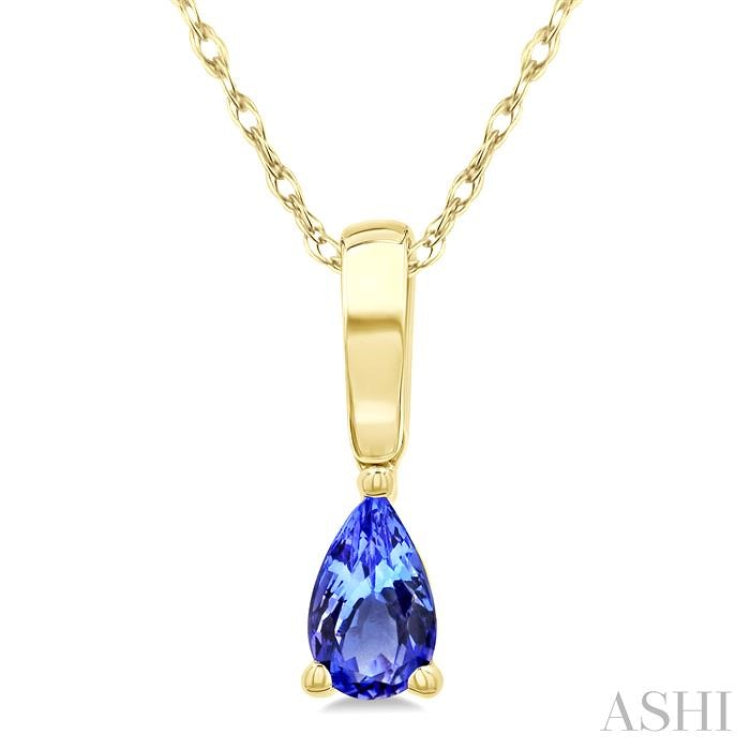 5X3 MM Pear Shape Tanzanite Precious Solitaire Pendant With Chain in 14K Yellow Gold