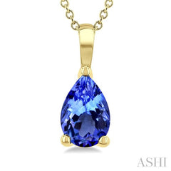 6X4 MM Pear Shape Tanzanite Precious Solitaire Pendant With Chain in 14K Yellow Gold