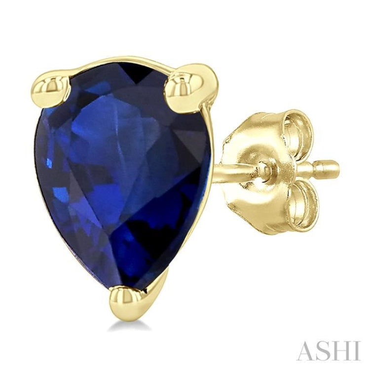 5X3 MM Pear Shape Sapphire Precious Stud Earrings in 14K Yellow Gold