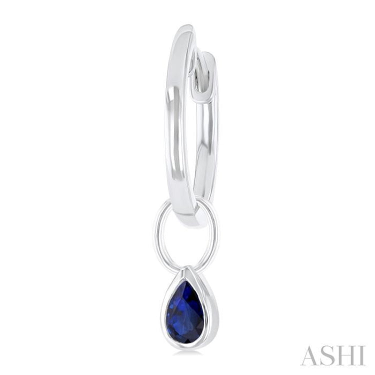 5x3 MM Bezel Set Pear Cut Sapphire Precious Fashion Huggie Earrings in 10K White Gold