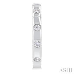 1/6 Ctw Flush Bezel Set Diamond Fashion Hoop Earrings in 10K White Gold