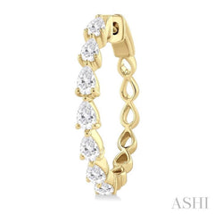 1 1/2 Ctw North-South Pear Shape Diamond Fashion Hoop Earring in 14K Yellow Gold
