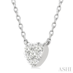 1/10 Ctw Lovebright Petite Heart Shape Round Cut Diamond Fashion Pendant With Chain in 10K White Gold