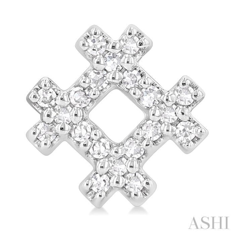 1/8 Ctw Petite Hashtag Motif Single Cut Diamond Fashion Earrings in 10K White Gold