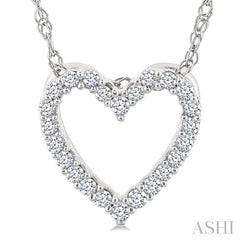 1/10 Ctw Heart Shape Round Cut Diamond Pendant With Chain in 14K White Gold
