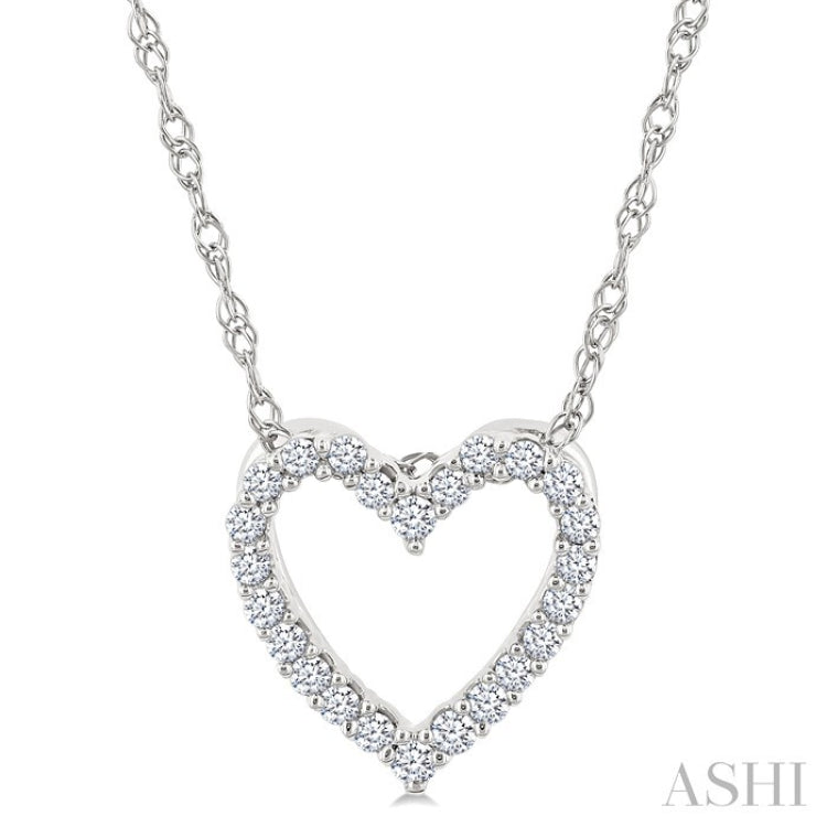1/10 Ctw Heart Shape Round Cut Diamond Pendant With Chain in 10K White Gold