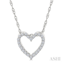 1/10 Ctw Heart Shape Round Cut Diamond Pendant With Chain in 10K White Gold