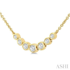 1/4 Ctw Graduated Bezel Set Round Cut Diamond Smile Necklace in 14K Yellow Gold