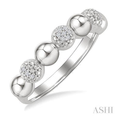 1/20 Ctw Bold Bead Design Round Cut Diamond Fashion Ring in Sterling Silver