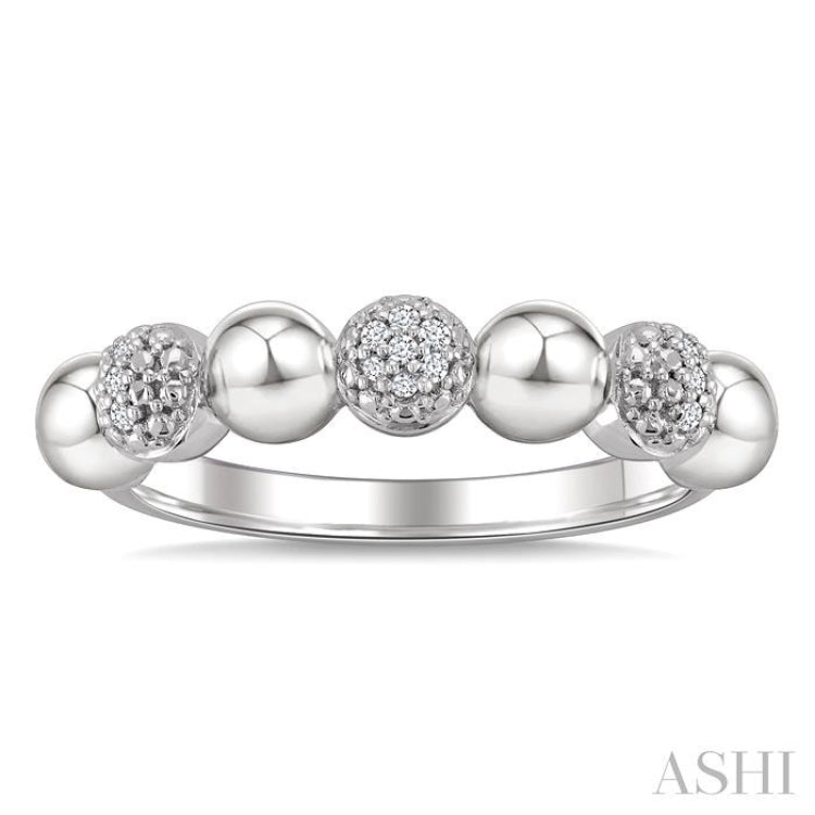 1/20 Ctw Bold Bead Design Round Cut Diamond Fashion Ring in Sterling Silver