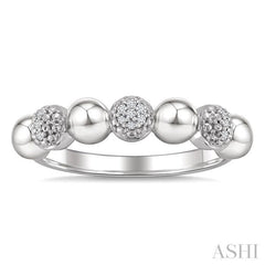 1/20 Ctw Bold Bead Design Round Cut Diamond Fashion Ring in Sterling Silver